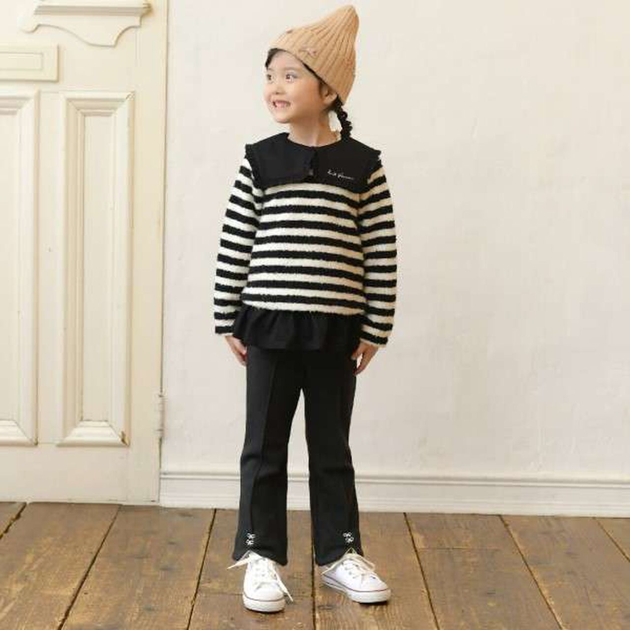 KP Collar Stripe Tunic [110-140],Brown, large image number 1