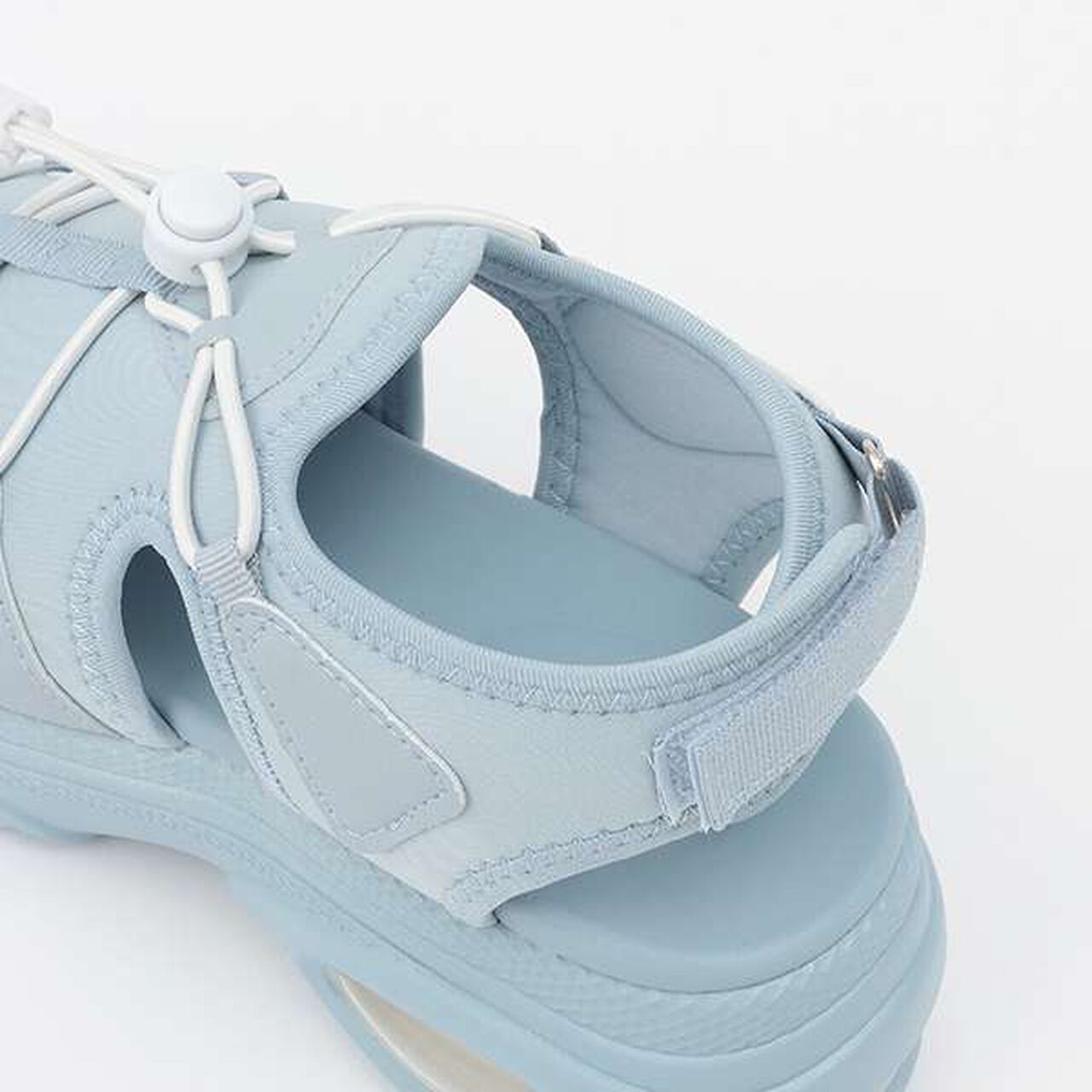 Drawstring Platform Sandals,Sax blue, large image number 4