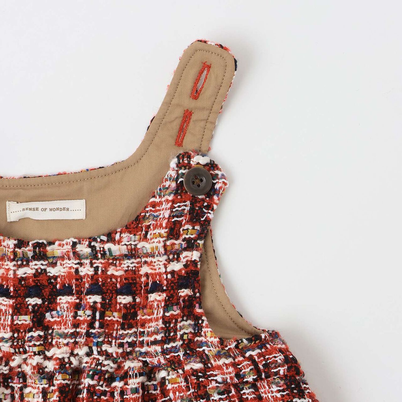 Roving Check Jumper Skirt,Red, large image number 4