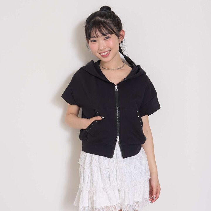 [LTXC/Cotton 100/Set Available] Short-Sleeve Zip Parka,Black, medium image number 0