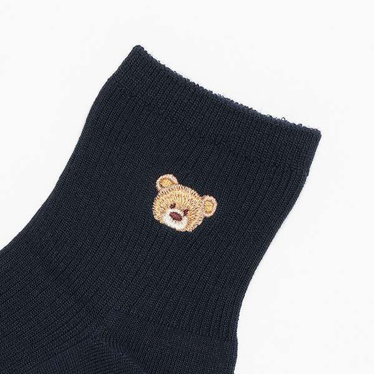 Ribbed Embroidered School Socks,Off white, large image number 2