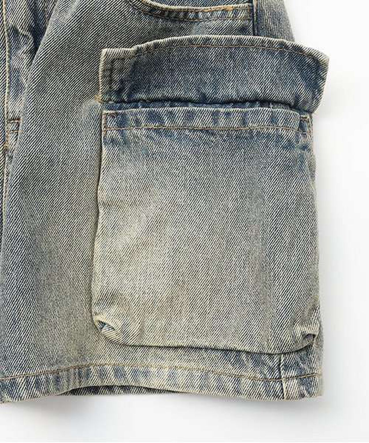 Denim Cargo Skirt with Belt,Gray, large image number 4