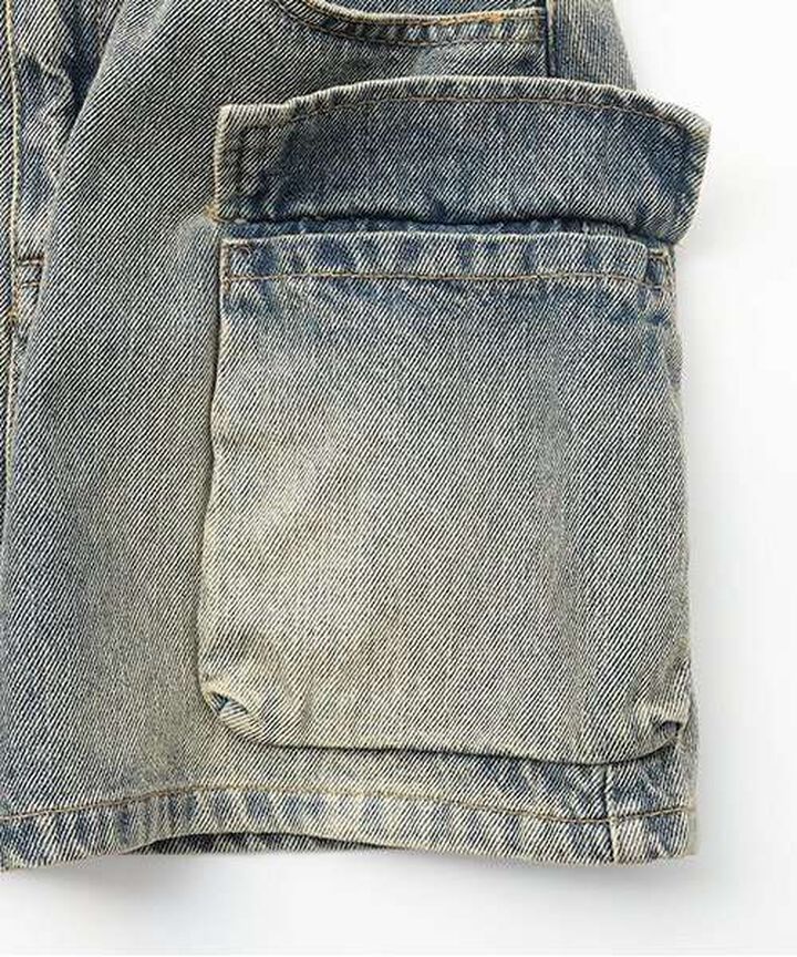 Denim Cargo Skirt with Belt,Gray, medium image number 4