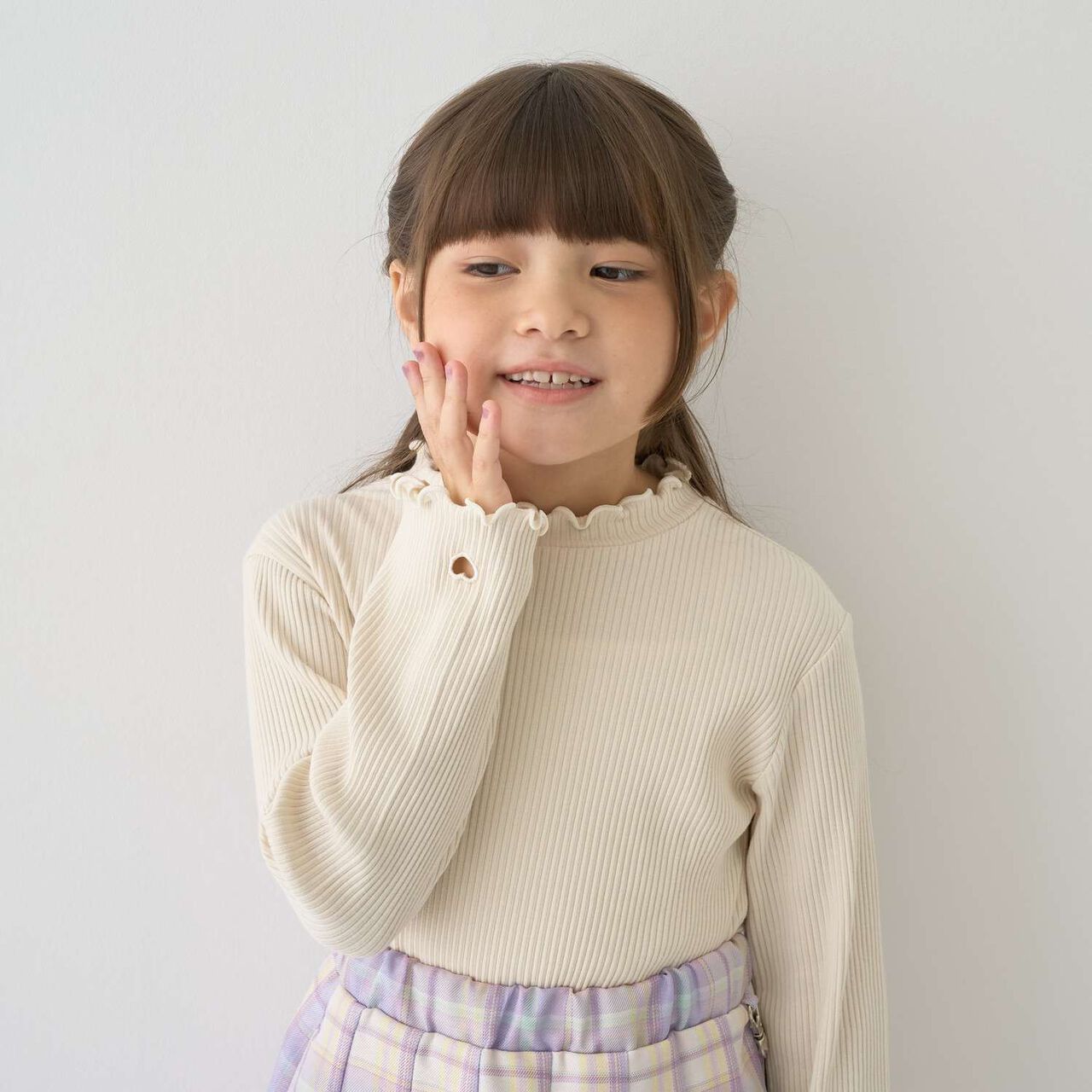 Ribbed Fabric Turtleneck,Pearl white, large image number 0