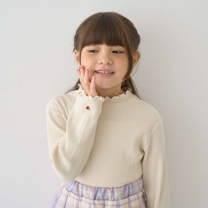 Ribbed Fabric Turtleneck,Pearl white, medium image number 0