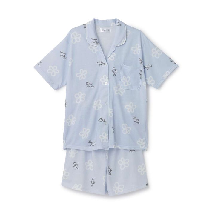 [Room Wear/Pajamas] Short-Sleeve All-Over Pattern Shirt & Shorts Set,Red, medium image number 5
