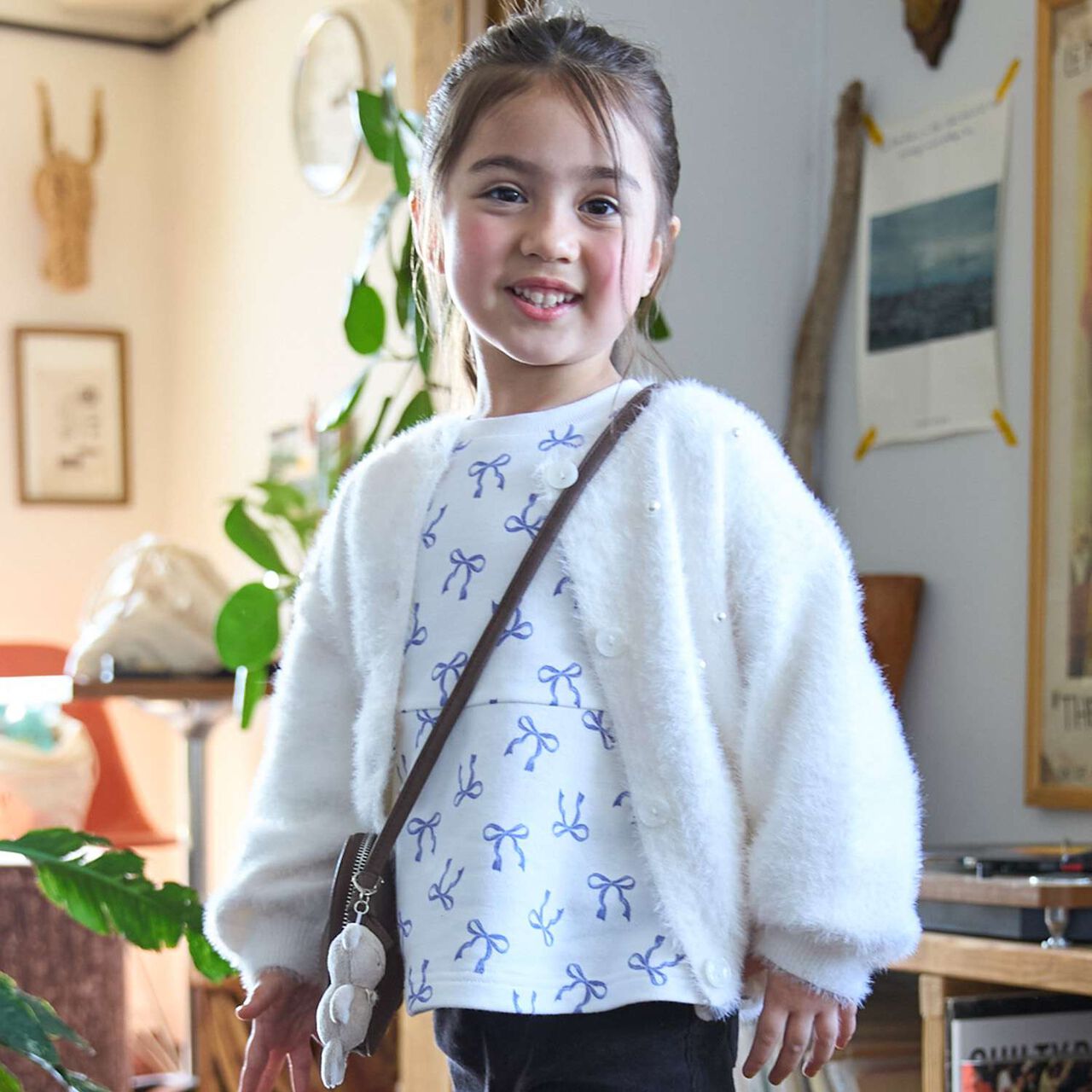 [Link] Shaggy Knit Cardigan,Ivory, large image number 0