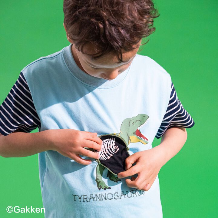 [Gakken] Dinosaur Mechanism Short Sleeve T-Shirt,Sax blue, medium image number 7