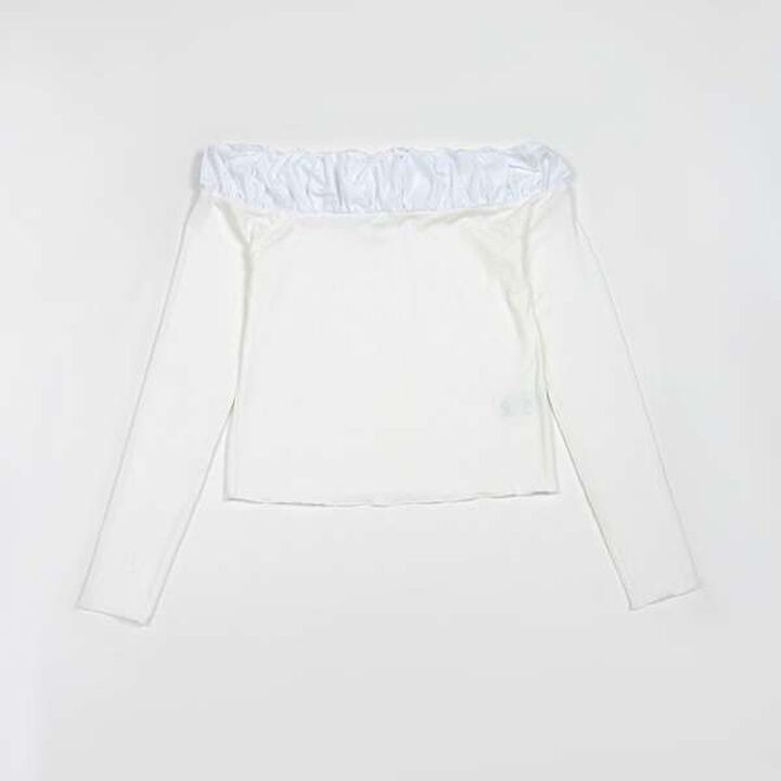 [LADIES] Balloon Collar Long Sleeve T-Shirt,Charcoal gray, medium image number 18