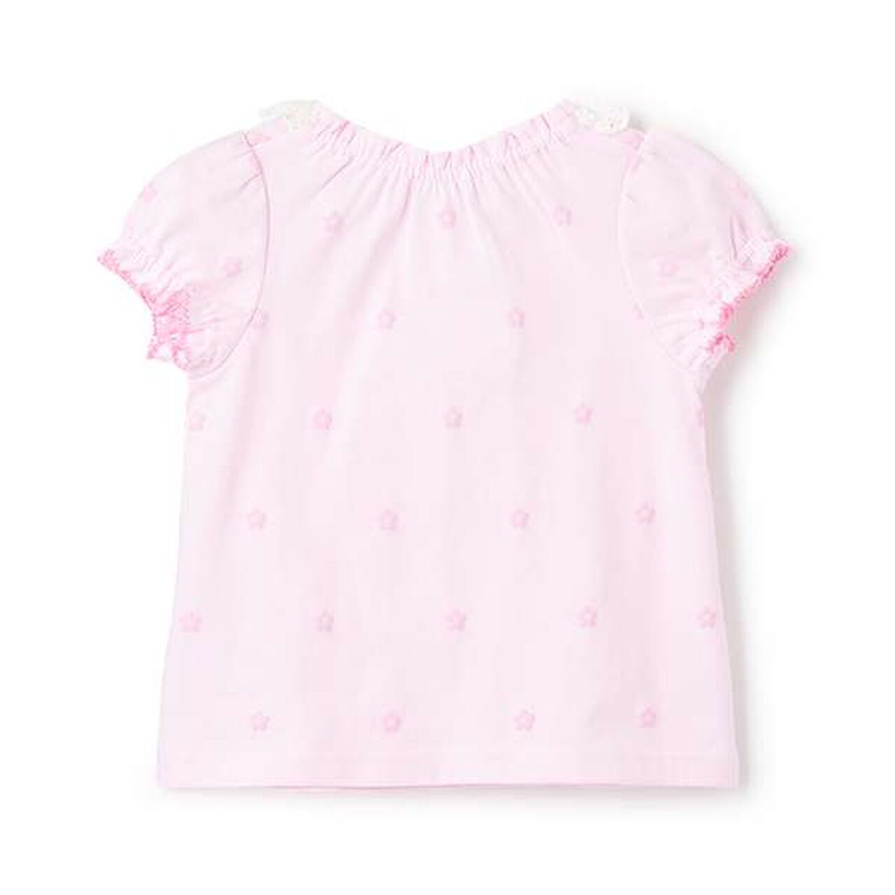 Floral Pattern Short Sleeve T-Shirt with Rabbit Mascot,Off white, large image number 1