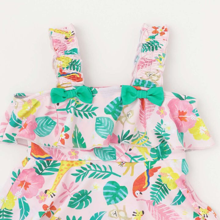 [SWIM] Tropical Print One-Piece Dress Swimsuit,Red, medium image number 2