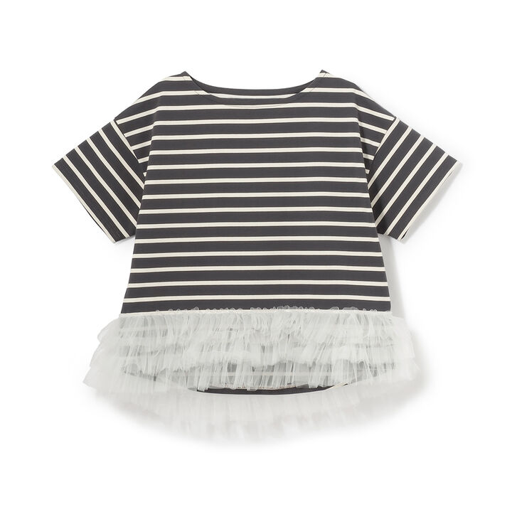 Stripe Pattern Peplum Short Sleeve T-Shirt,, medium