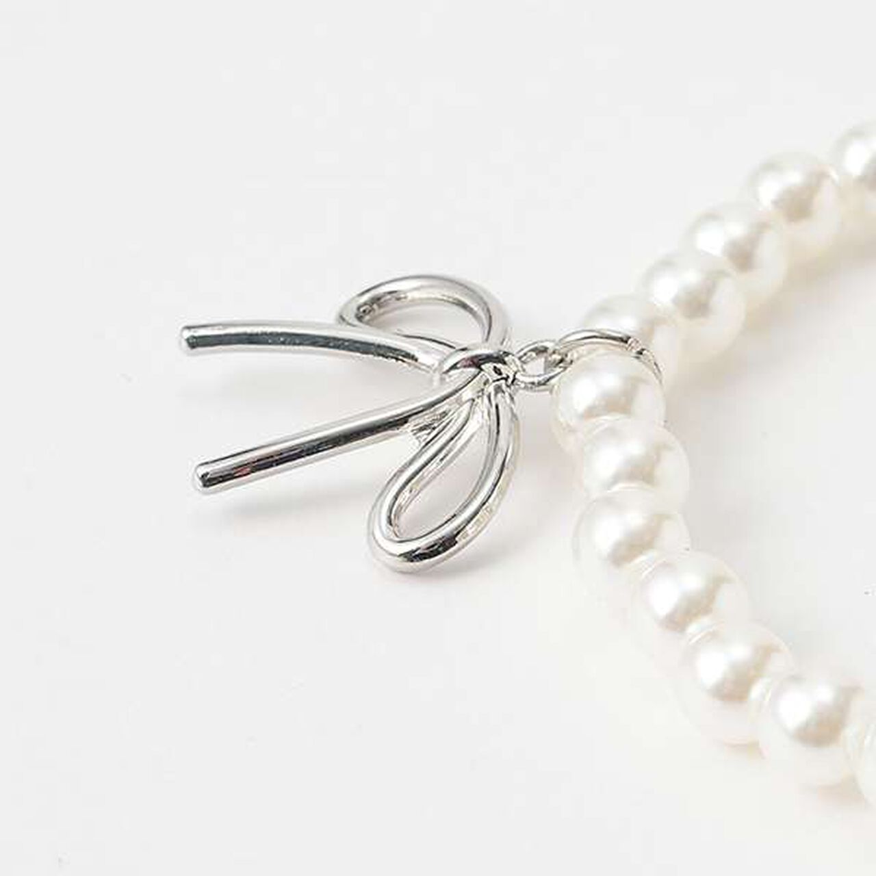 Pearl Ribbon Necklace,Pearl white, large image number 1