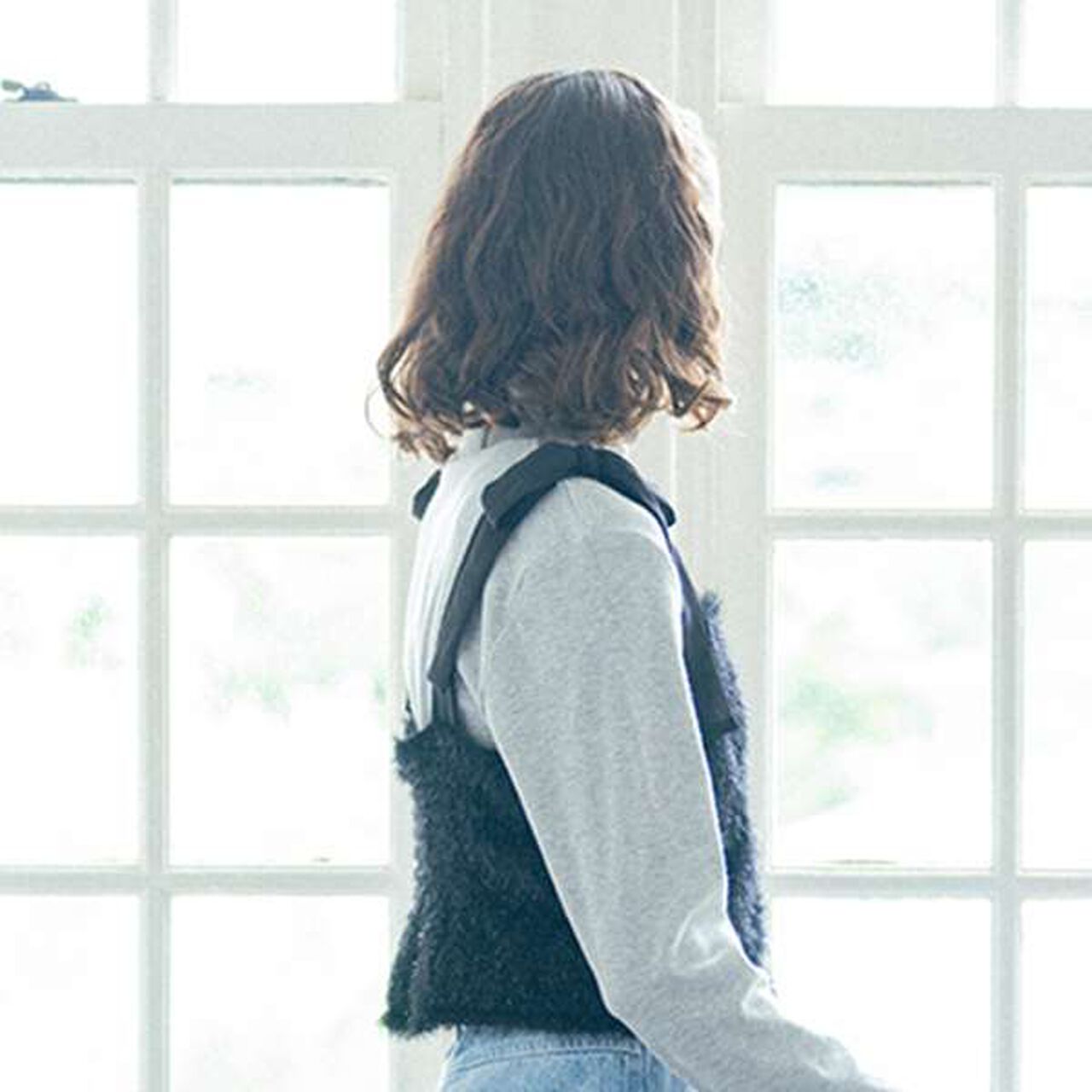 Shaggy Camisole + Ribbed Top Set,Blue, large image number 9