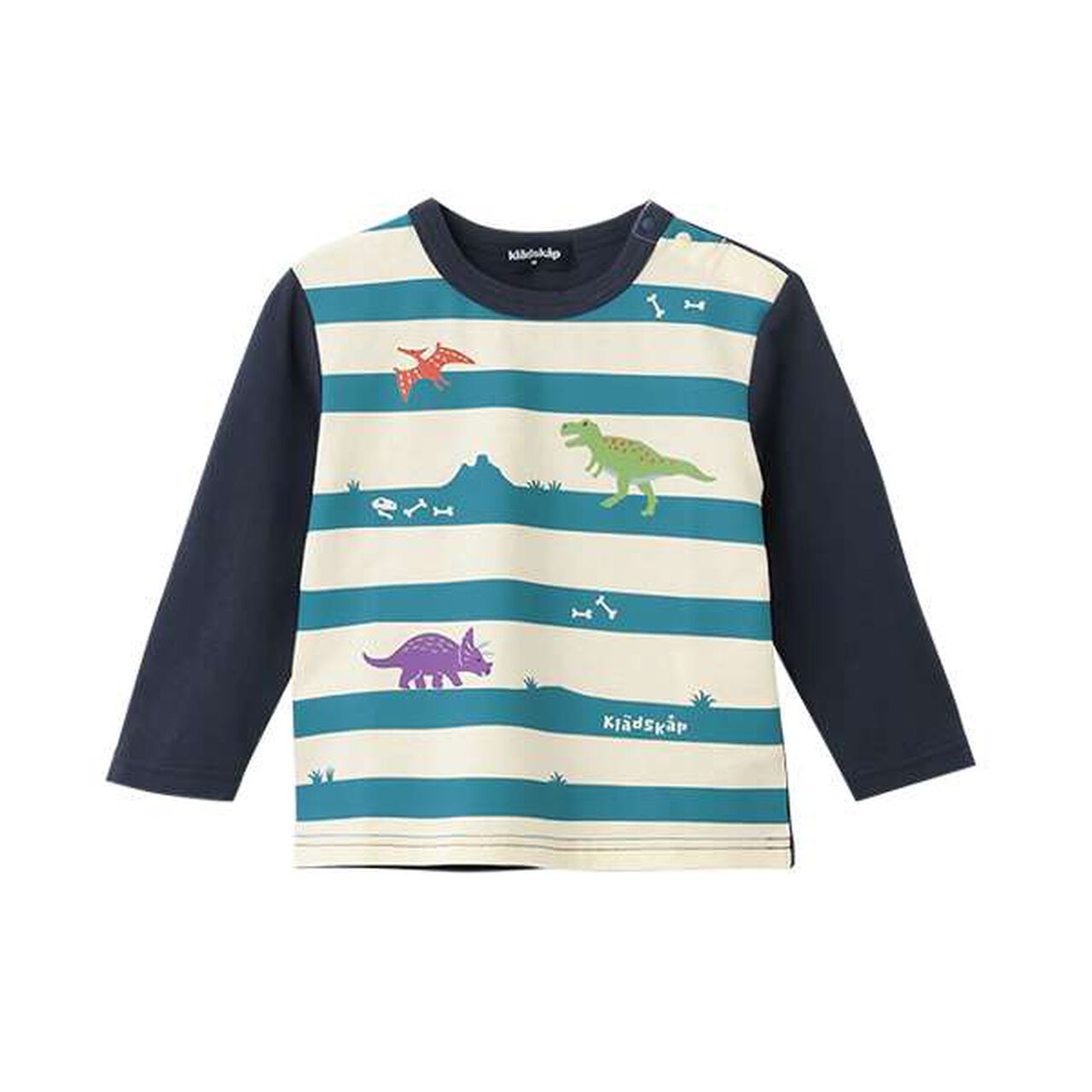 Dinosaur Stripe Pattern Long-Sleeve T-Shirt,Top gray, large image number 10