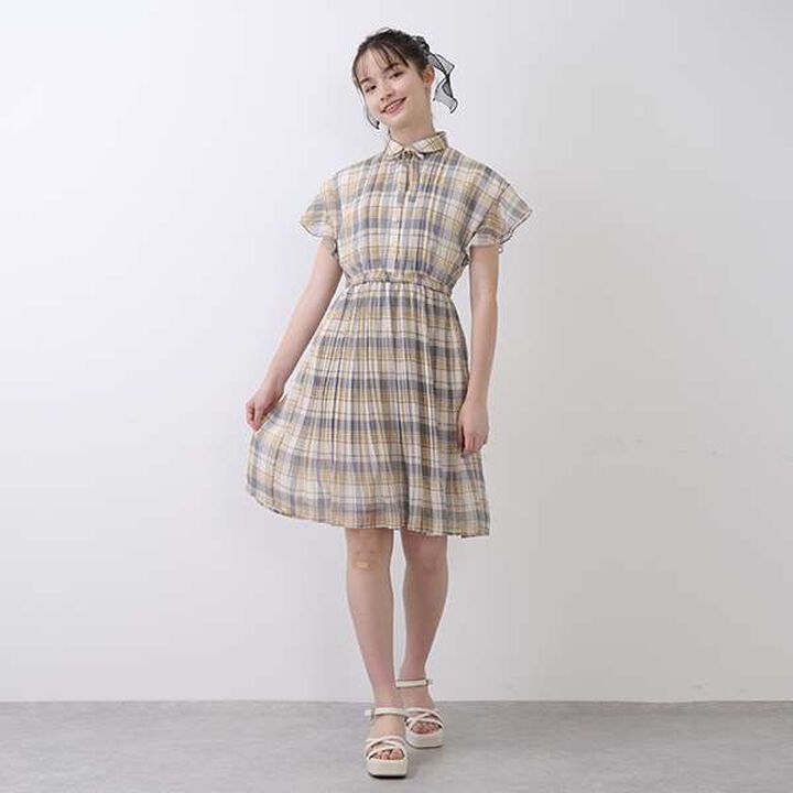 Collared Pleated One-Piece Dress,, medium