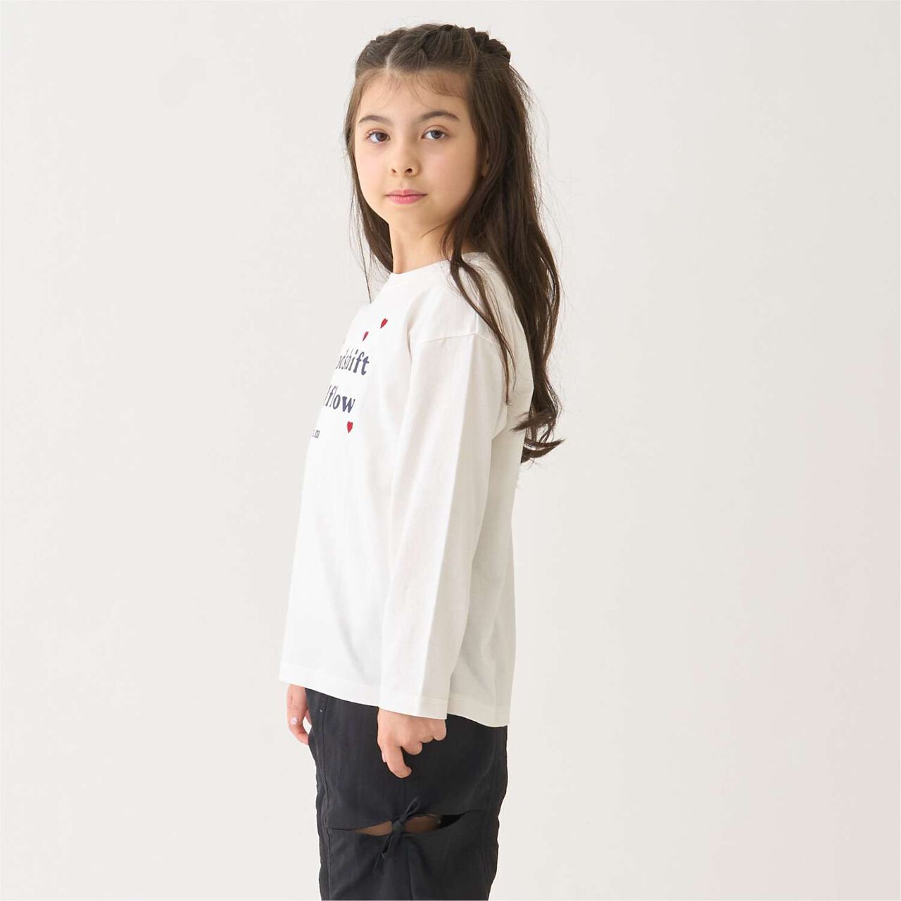 100% Cotton Heart & Flower Long-Sleeve T-Shirt,Pink, large image number 3