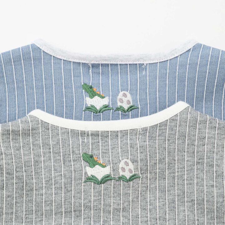 Dinosaur Short-Sleeve Overall Romper,Top gray, medium image number 8