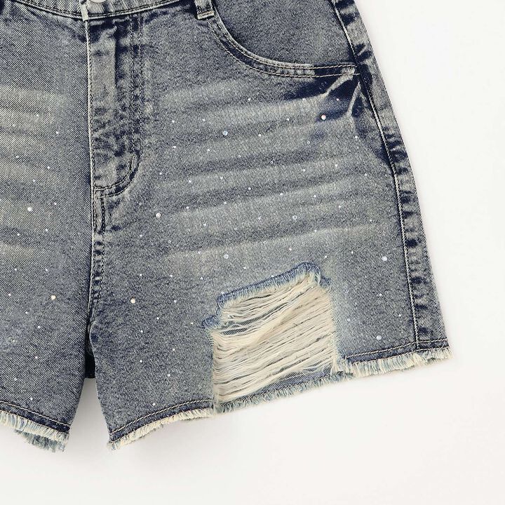[LTXC / Cool Touch] Sparkling Distressed Denim Shorts,Blue, medium image number 13