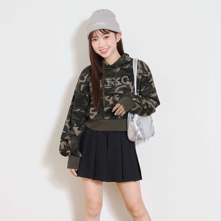 [LTXC] Shaggy Lined Black Cropped Parka,Off white, medium image number 5