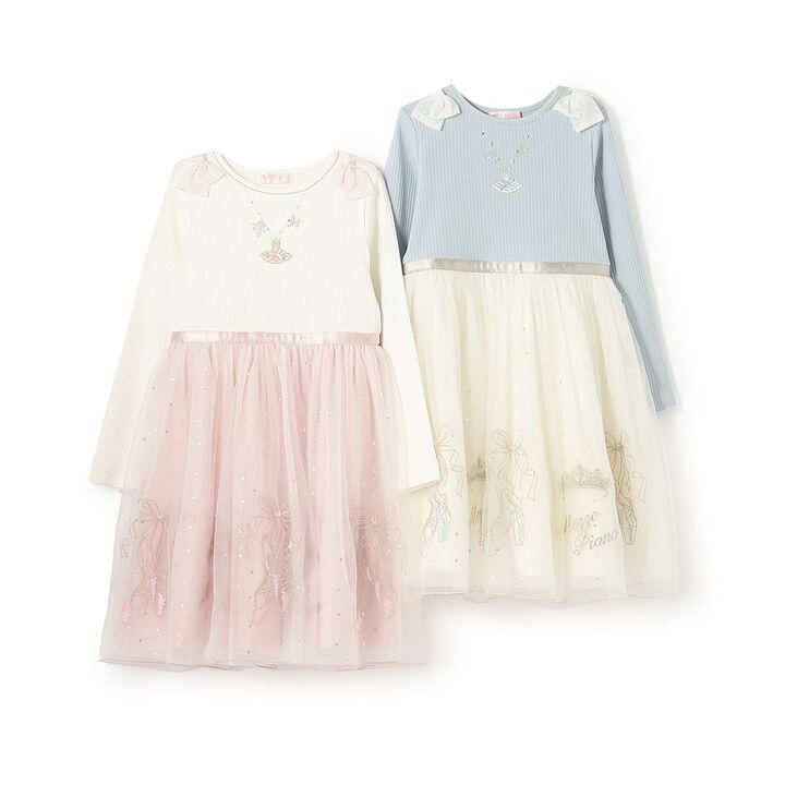 Tulle Embroidery Docking Dress,Pink, medium image number 8