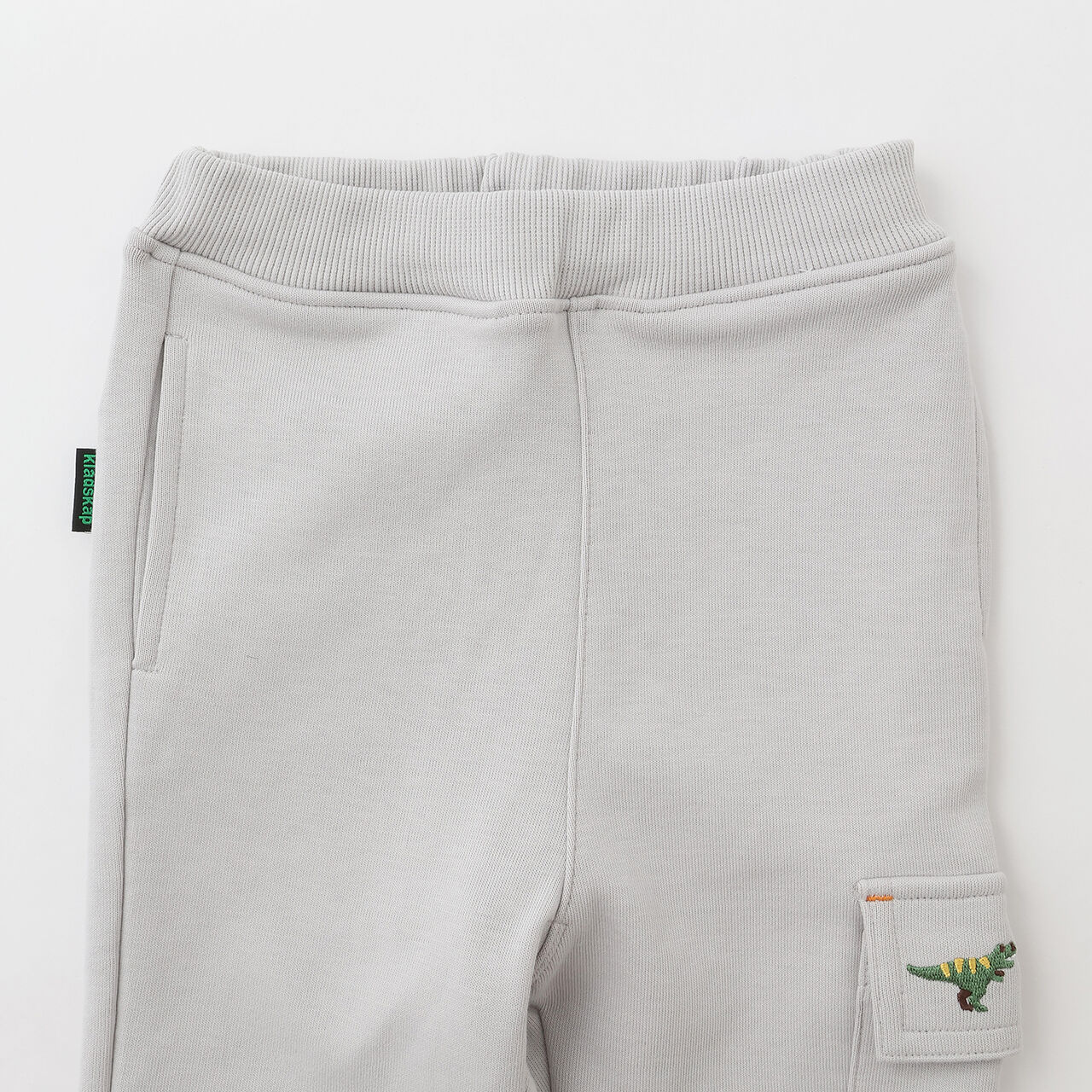[Popular Item Restocked] [Not Available at Physical Stores] Dinosaur Embroidered Ribbed Hem Cargo Pants,Light gray, large image number 2