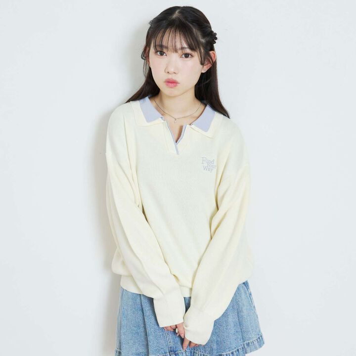 [Arael] Double Collar Skipper Knitwear,Yellow, medium image number 4