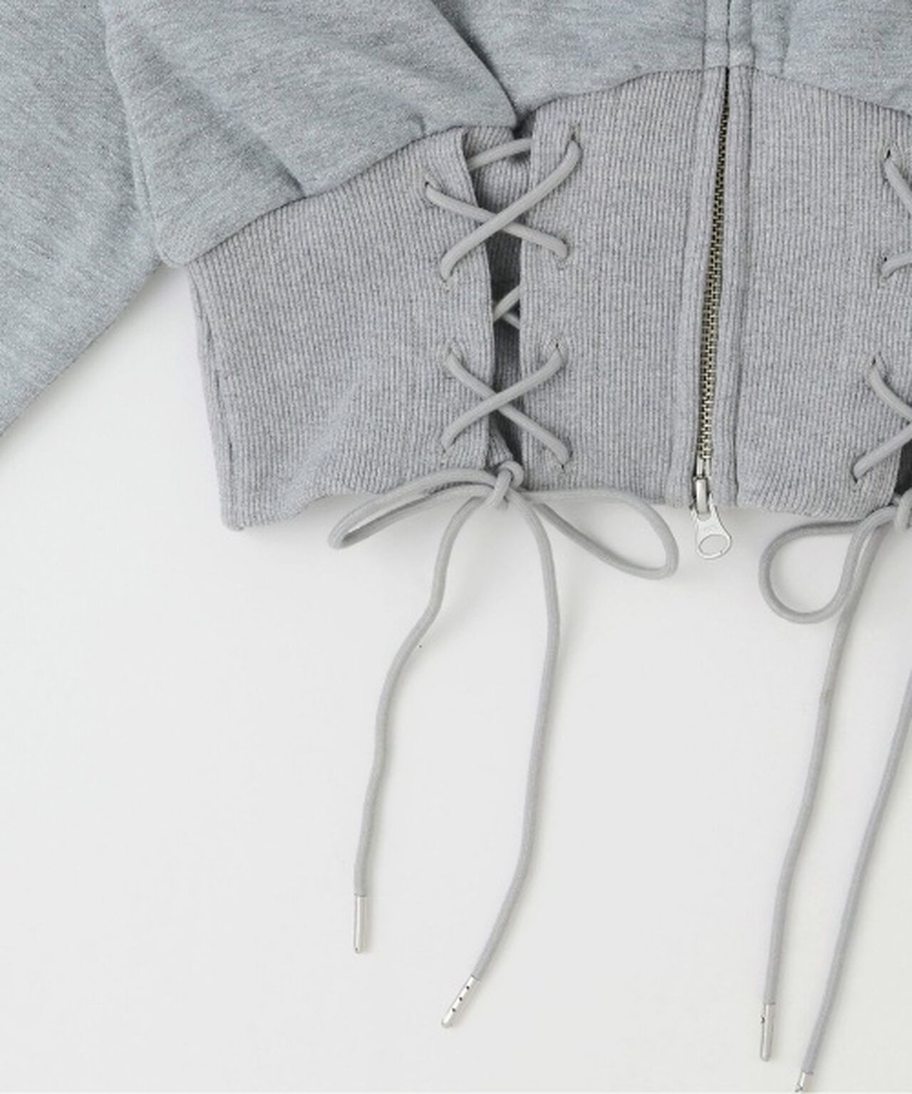 Lace-Up Sweatshirt Hoodie,Off white, large image number 15