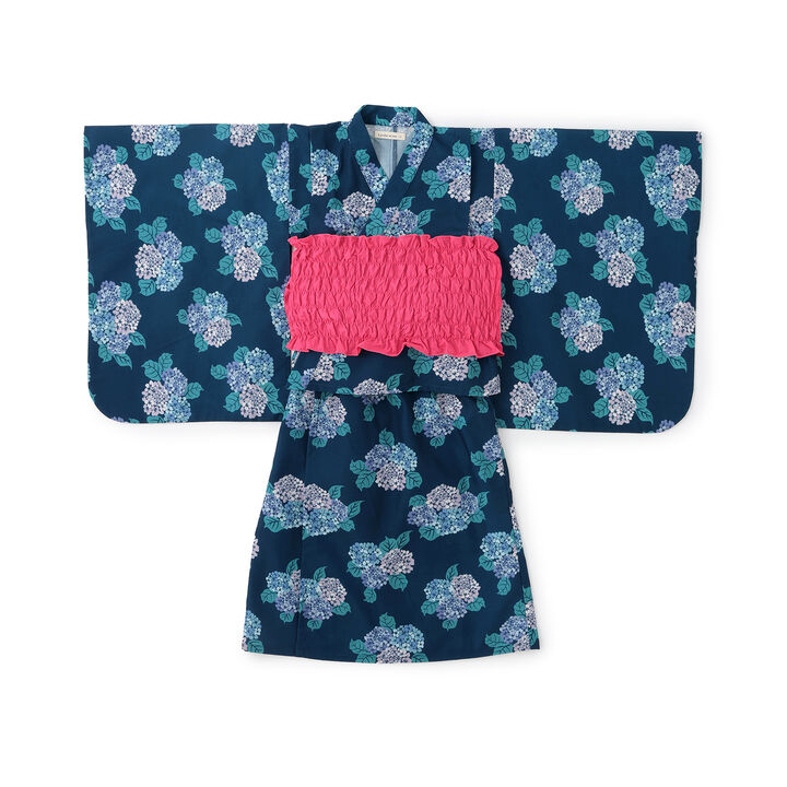 [Easy Wear♪] [Cool Touch] 4-Way Separate Yukata with Obi (OHANA) [Kids Girls],Coral red, medium image number 3