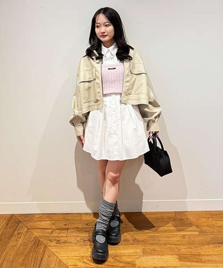 Compact Leather Jacket,Ivory, medium image number 6