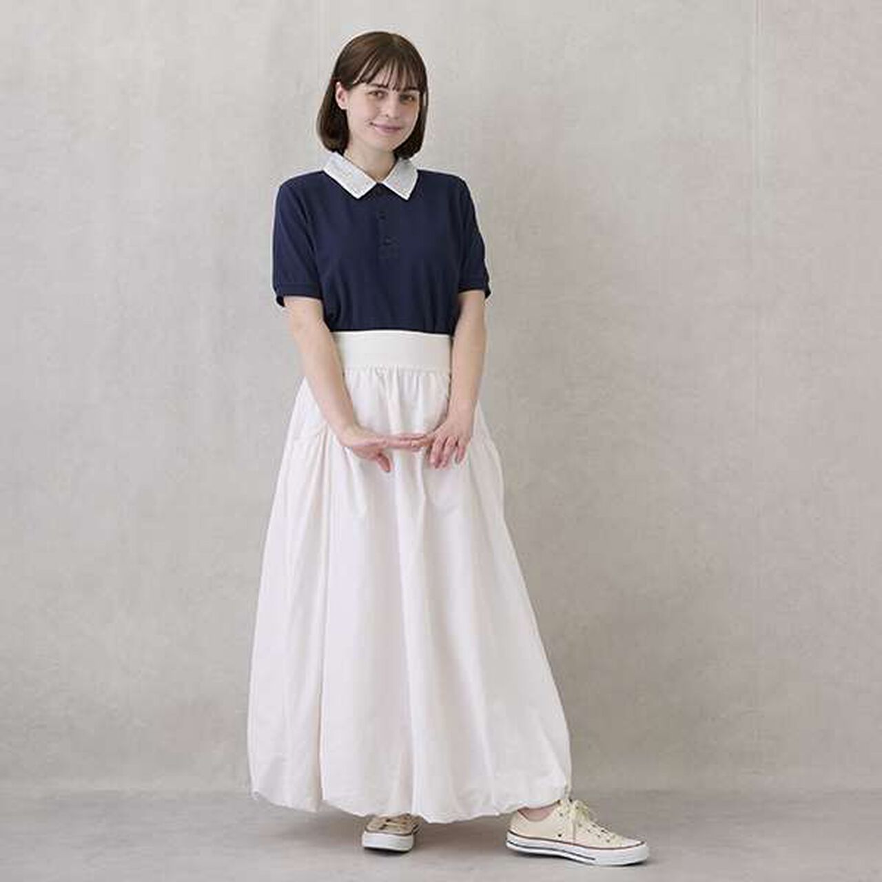 [Link] Peplum Polo Shirt,Off white, large image number 8