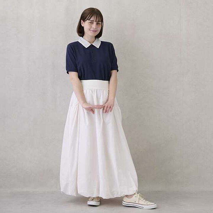 [Link] Peplum Polo Shirt,Off white, medium image number 8