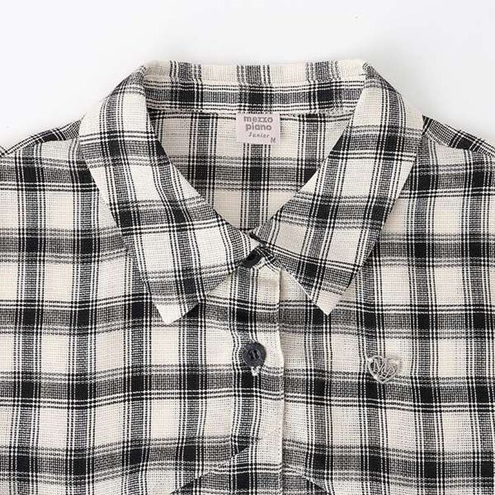 Assorted Material Ruffled Ribbon Shirt & Camisole Set,Black, medium image number 7