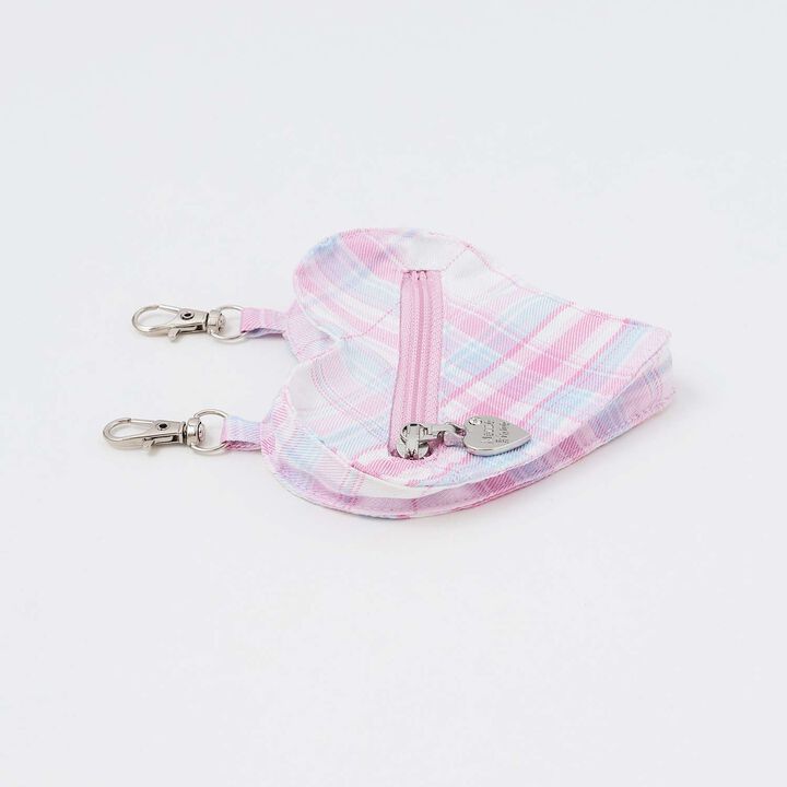 Heart Pouch Wrap-Style Checkered Culotte Skirt,Pink, medium image number 12
