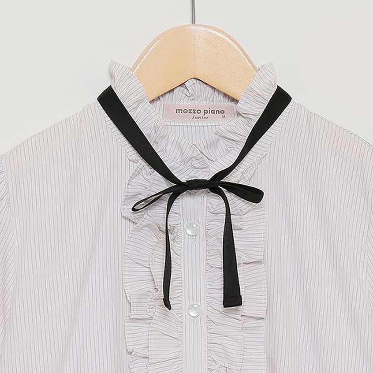 Stand Frill Blouse,Gray, large image number 2