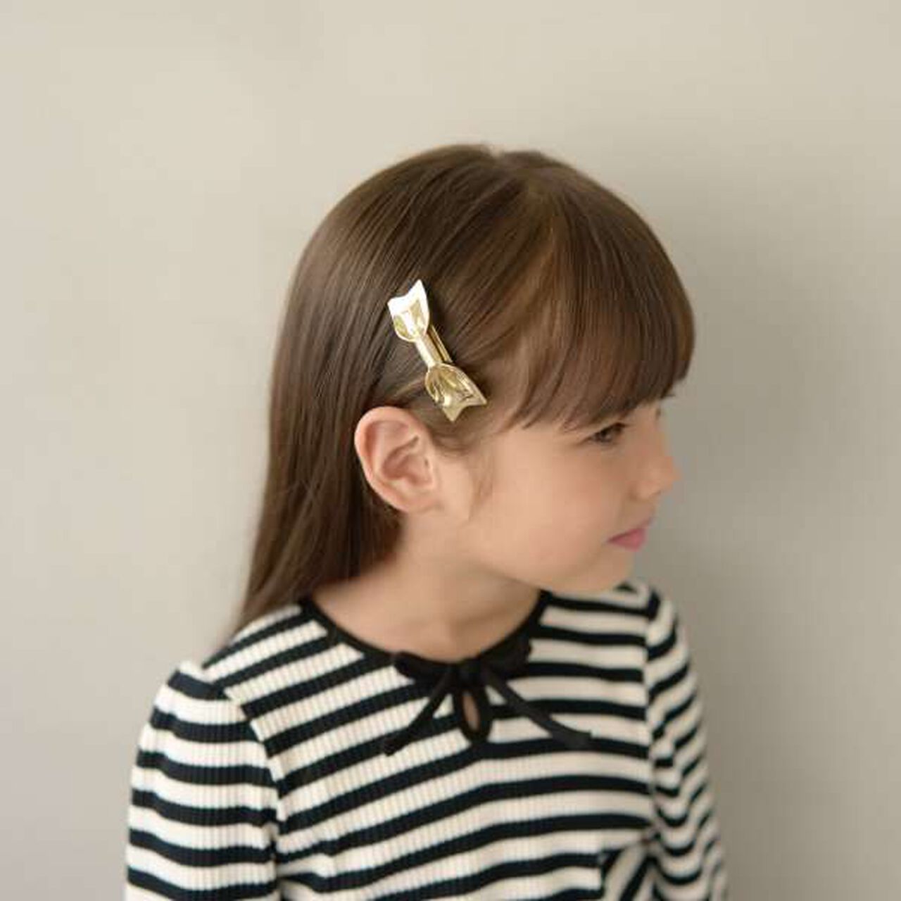 Ribbon-Shaped Hair Clip,Gold, large image number 0