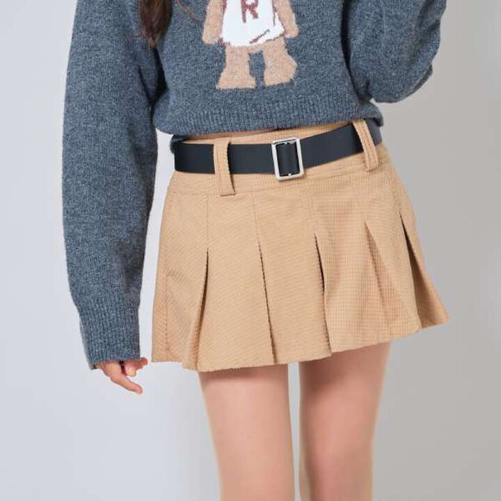 Belted Low-Rise Mini Skirt,Black, medium image number 2