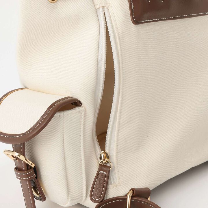 Canvas & Synthetic Leather Mini Backpack,Navy, medium image number 9