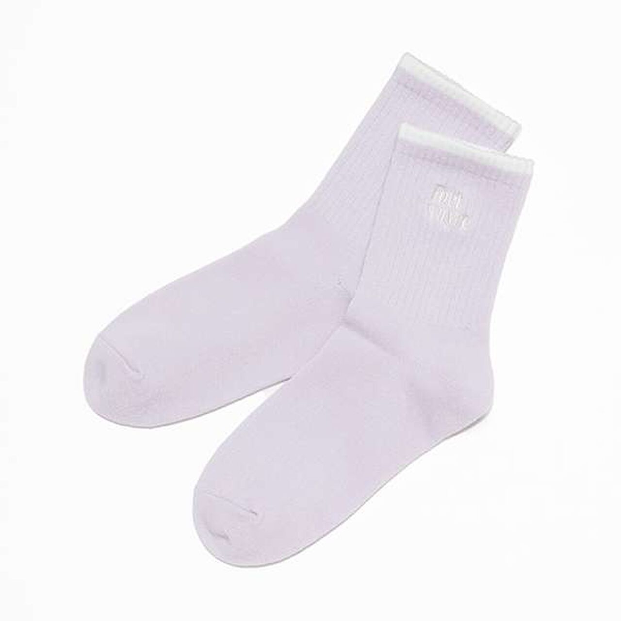 Embroidered Ribbed Crew Socks,Off white, large image number 8