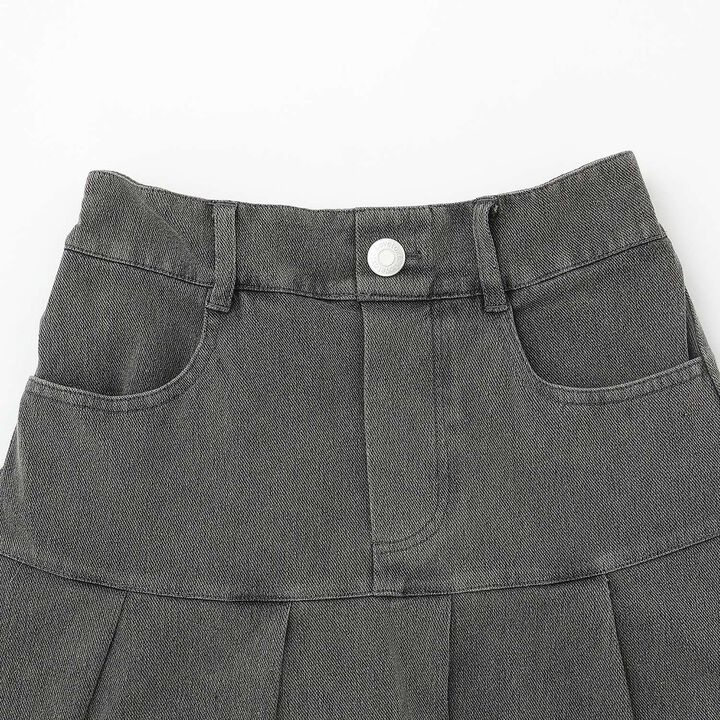 [Stretch] Denim-Look Cut Pleated Skirt,Blue, medium image number 27