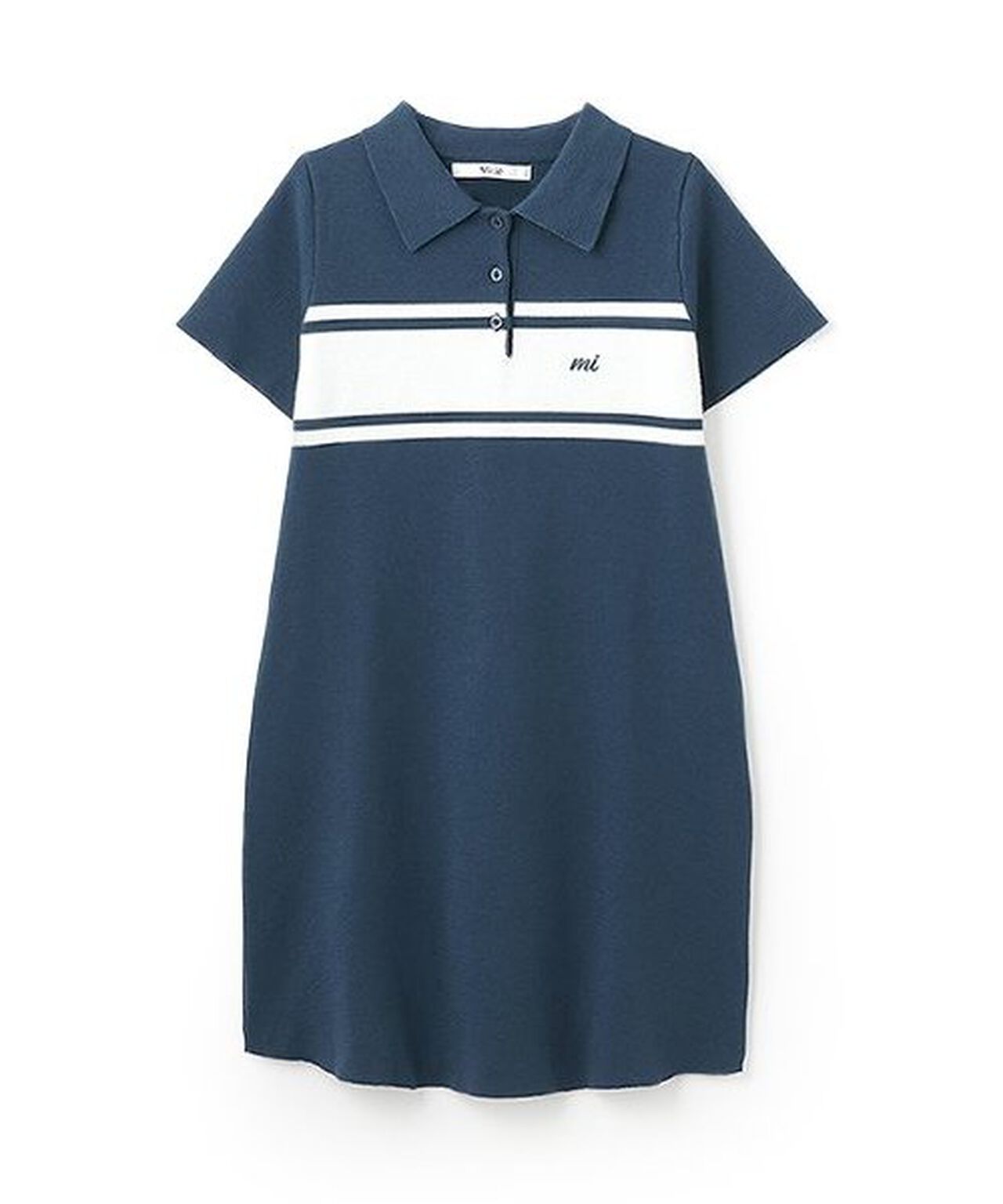 Knit Polo Dress,Navy, large image number 3