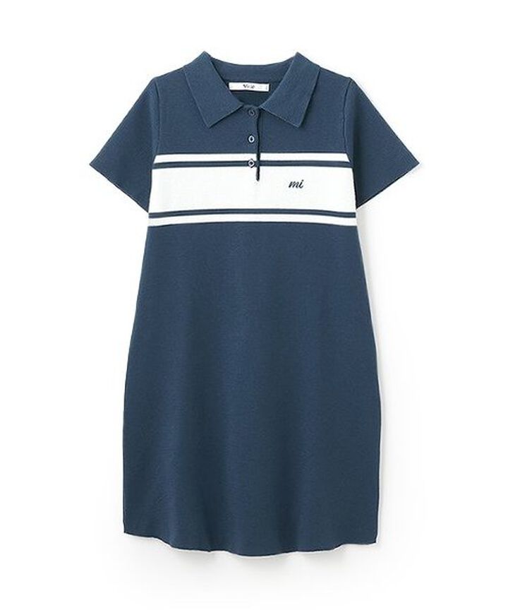 Knit Polo Dress,Navy, medium image number 3
