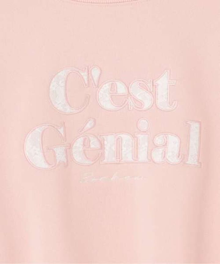 Lace Logo Sweatshirt [Korean Fashion],Navy, medium image number 6