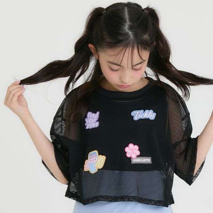 [Cool Touch Inner Only] Patch Mesh Short-Sleeve T-Shirt & Tank Set,Black, medium image number 19