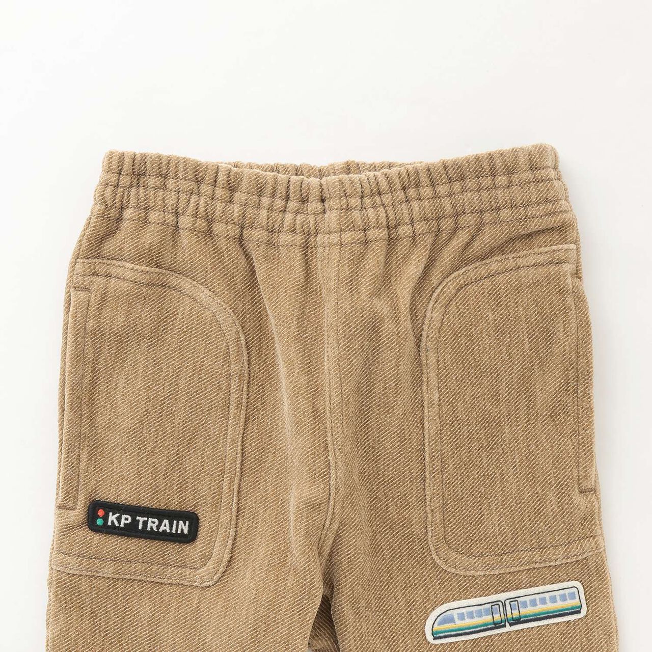 Train Patch Twill Bear Brushed Fabric Pants,Beige, large image number 3