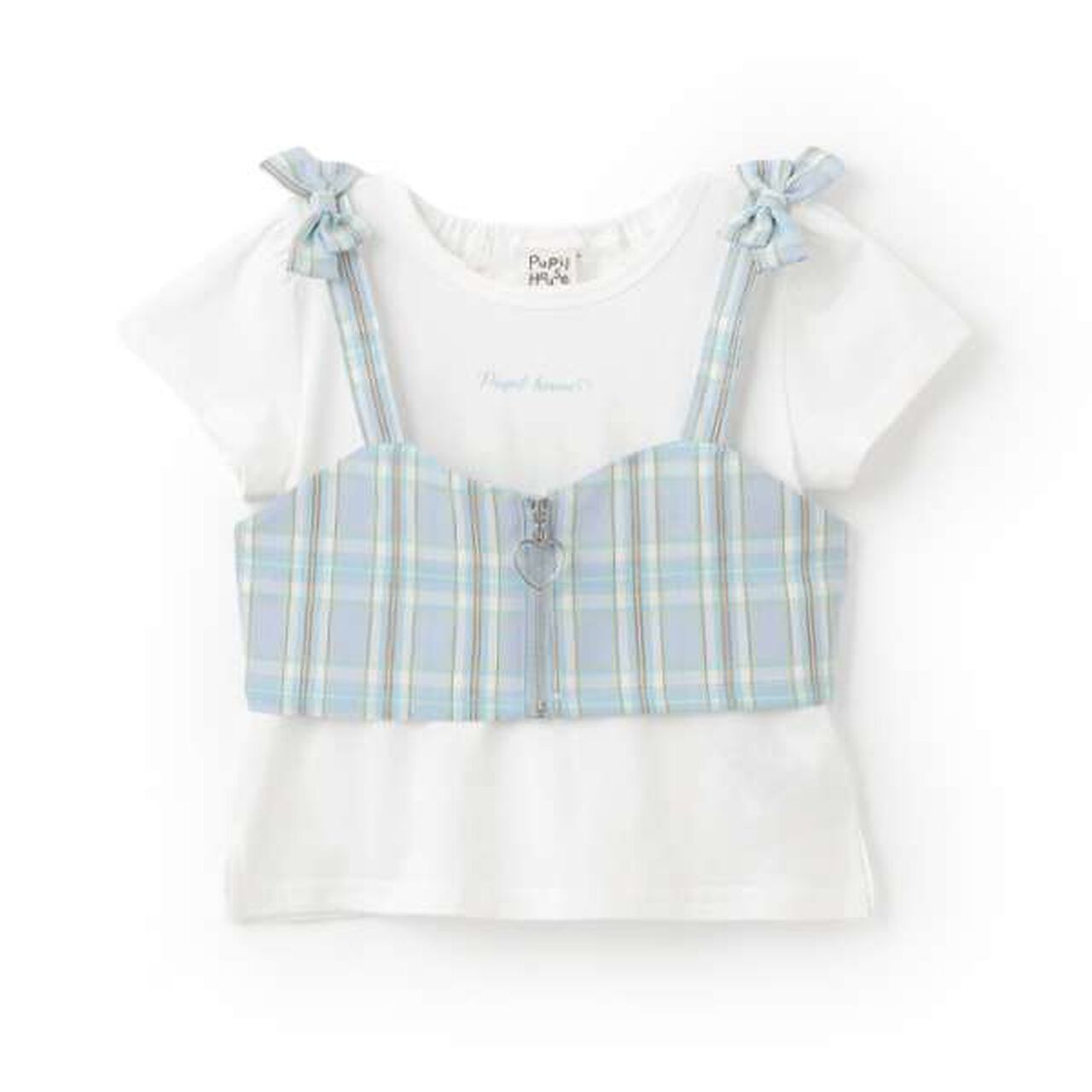 Front Zip Vest × Half T-Shirt,Sax blue, large image number 0