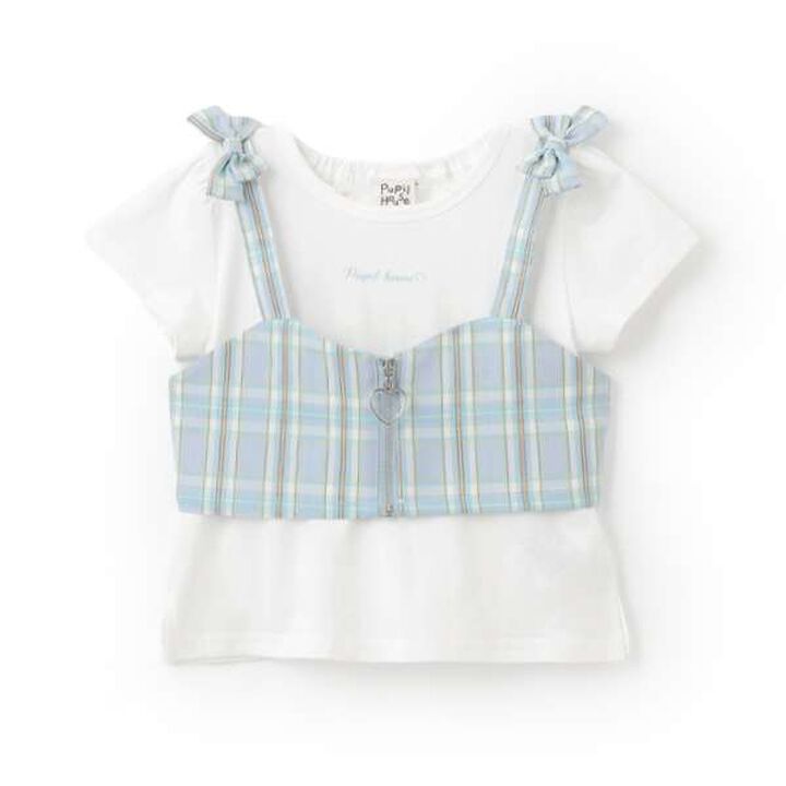 Front Zip Vest × Half T-Shirt,Sax blue, medium image number 0