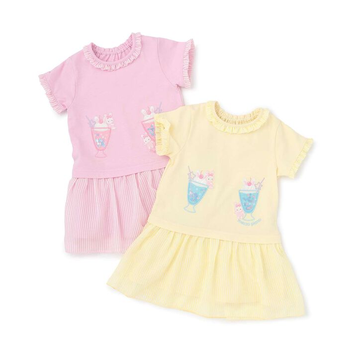 Rabbit Soda Short-Sleeve Cut and Sew One-Piece Dress,Light pink, medium image number 12
