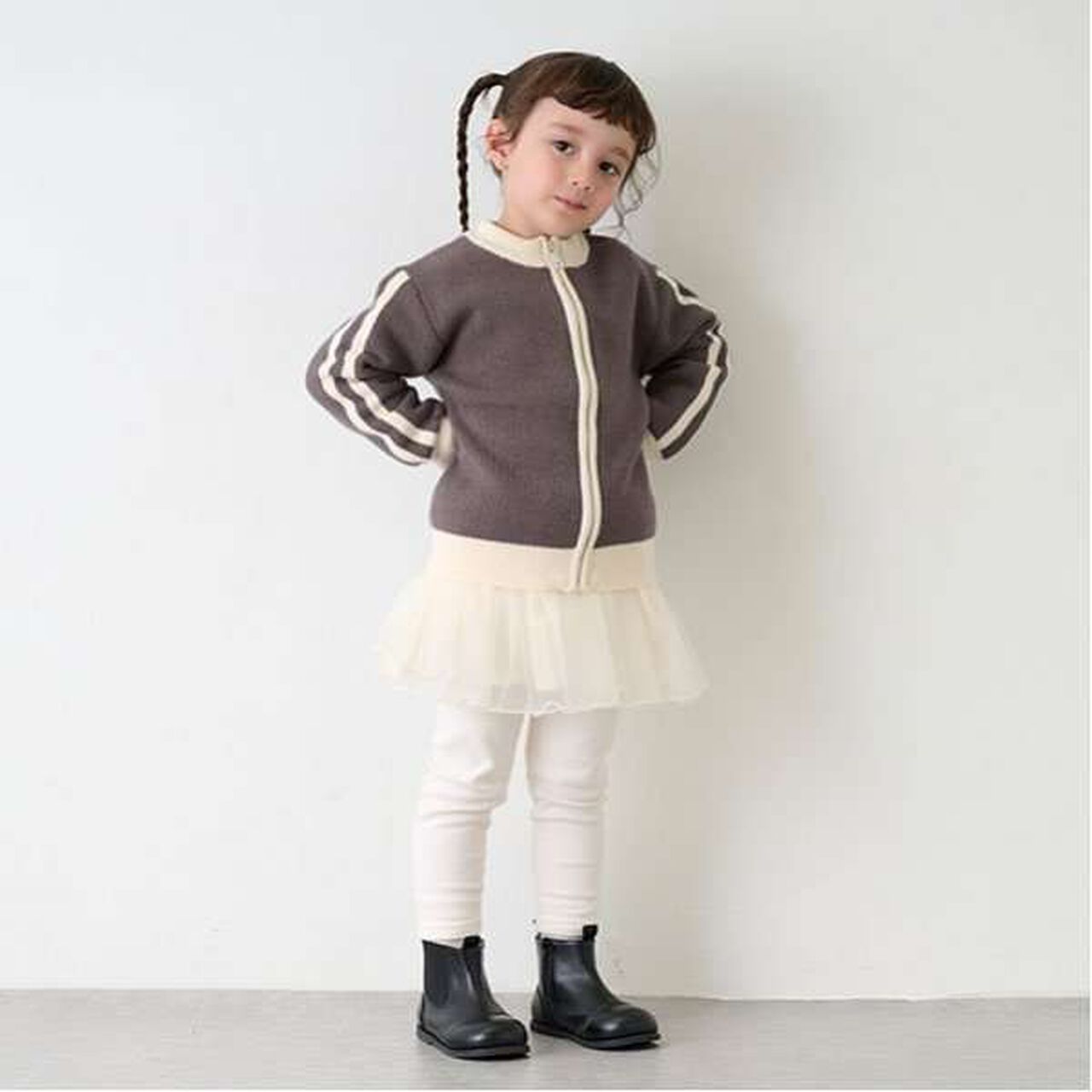 Knit Track Jacket,Beige, large image number 18