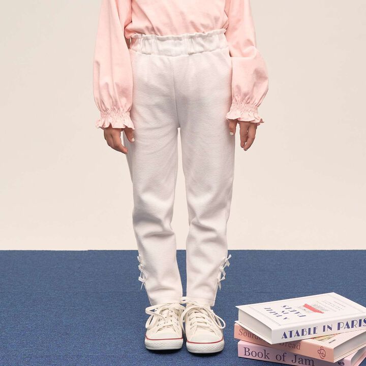 Tomo Pants [Anti-Stain, Quick-Dry] Ribbon Straight Pants,Ivory, medium image number 0